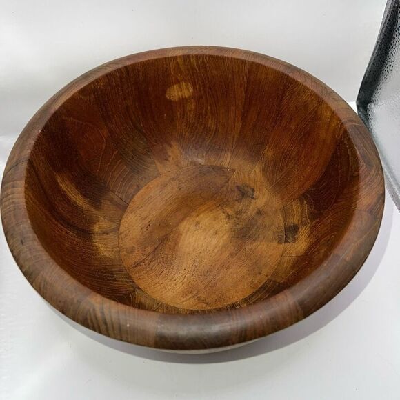 DANSK International MCM Wood DENMARK Staved Teak Chunky Round Large Bowl Salads - Picture 6 of 7